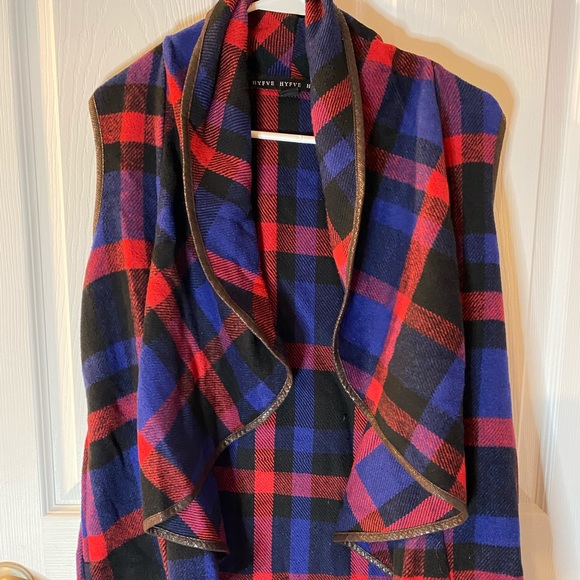 Women’s Blue, Red, Black Plaid Medium Vest - Picture 2 of 10